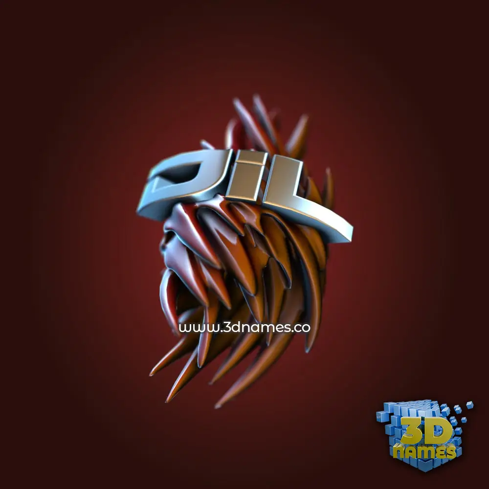 dil in Red Twisted style - 3D name wallpaper