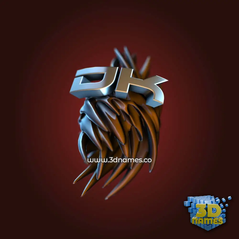 dk in Red Twisted style - 3D name wallpaper