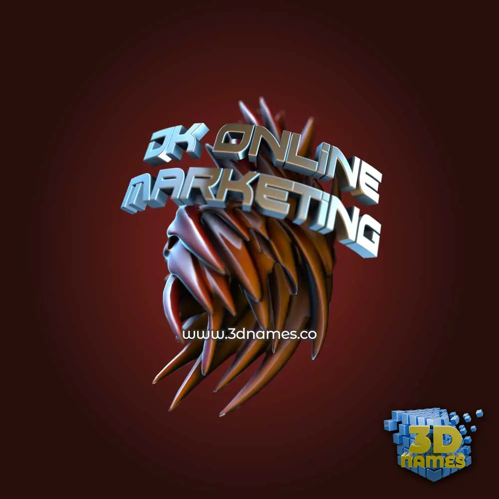 dk online marketing in Red Twisted style - 3D name wallpaper