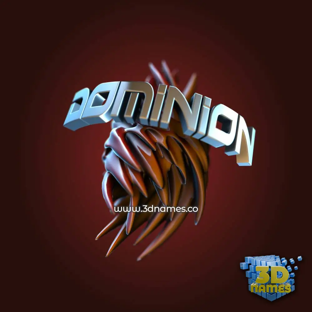 dominion in Red Twisted style - 3D name wallpaper