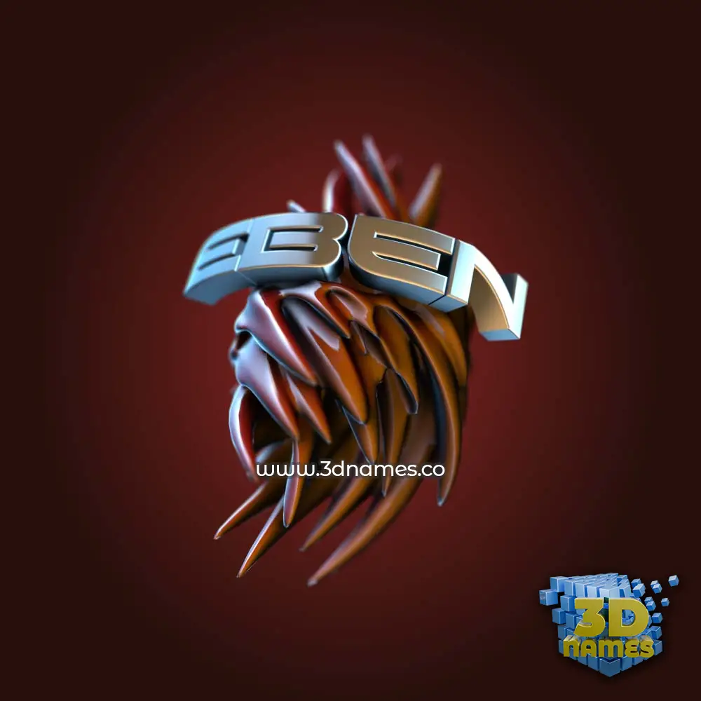 eben in Red Twisted style - 3D name wallpaper
