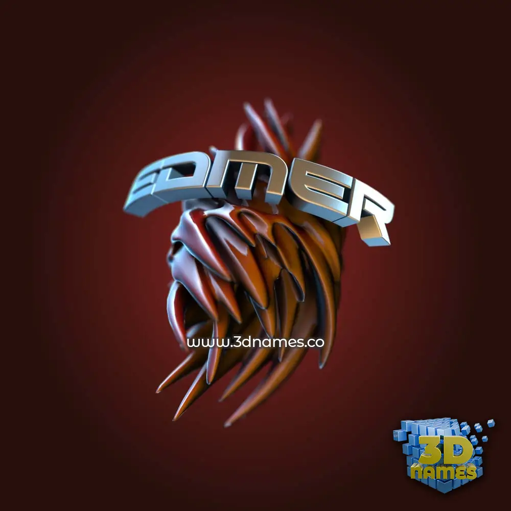 edmer in Red Twisted style - 3D name wallpaper