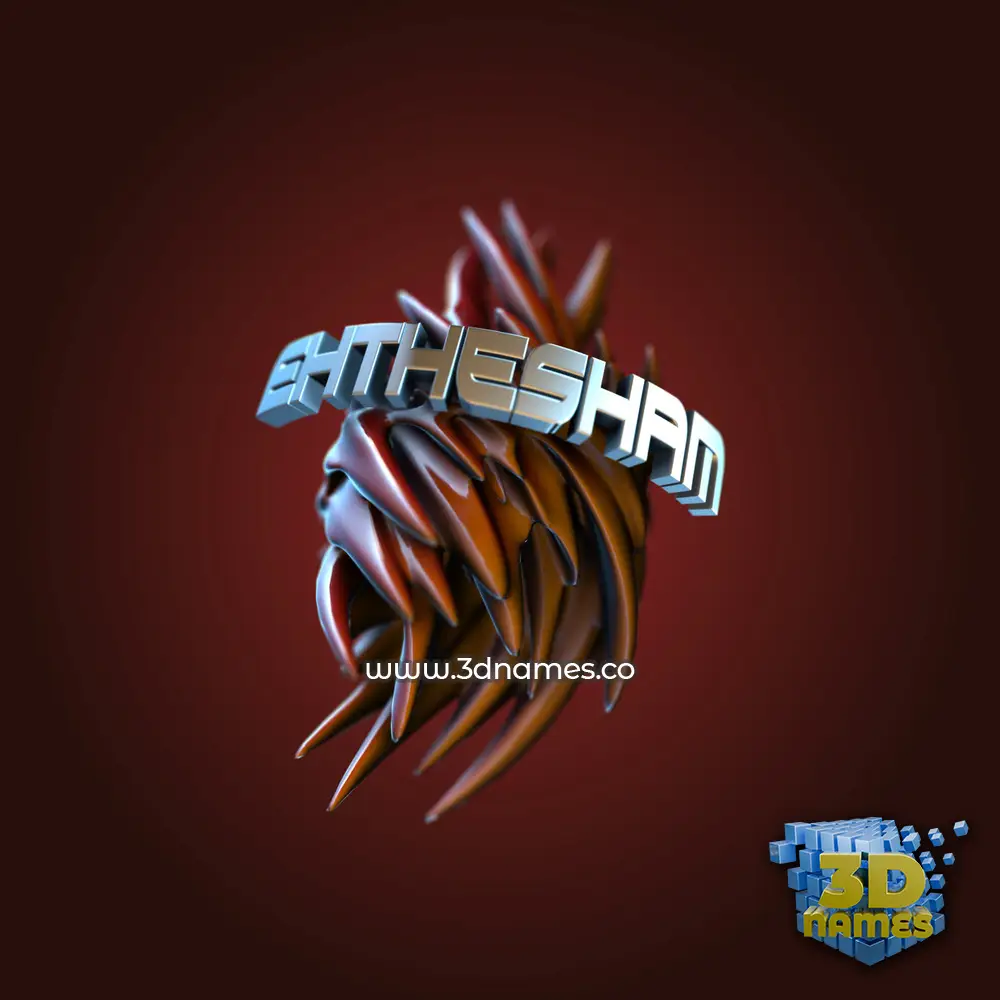 ehthesham in Red Twisted style - 3D name wallpaper