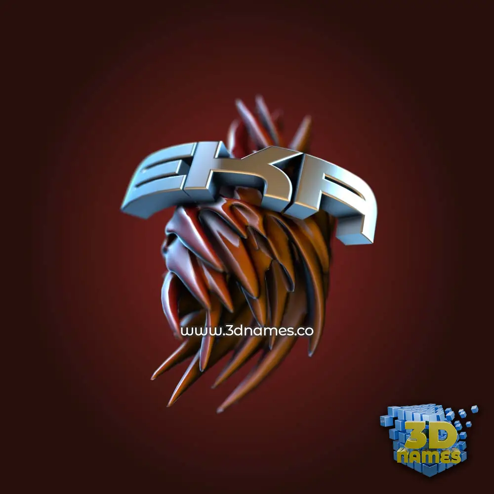 eka in Red Twisted style - 3D name wallpaper