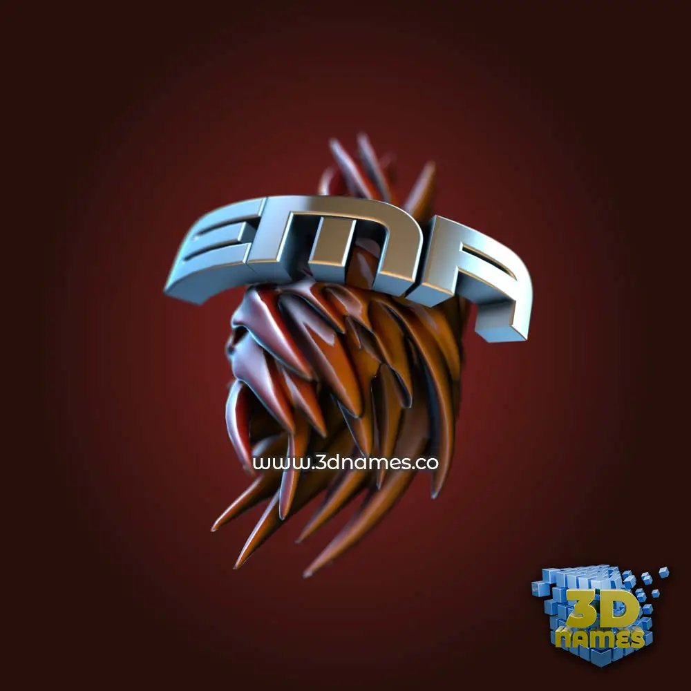 ema in Red Twisted style - 3D name wallpaper