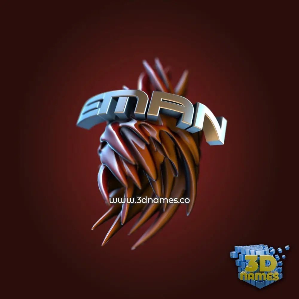 eman in Red Twisted style - 3D name wallpaper