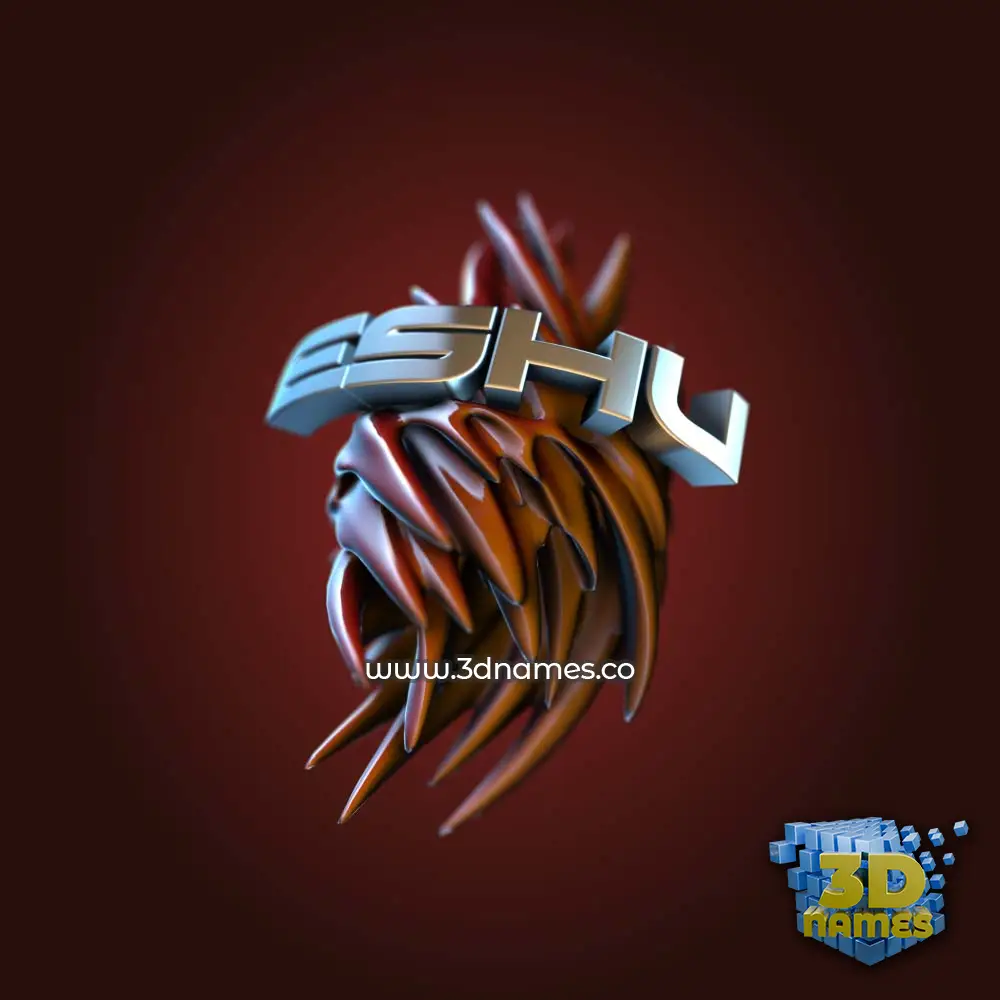 eshu in Red Twisted style - 3D name wallpaper