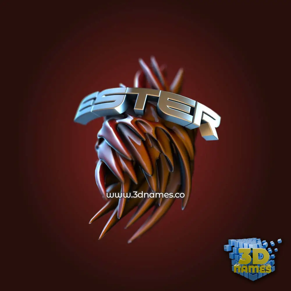ester in Red Twisted style - 3D name wallpaper