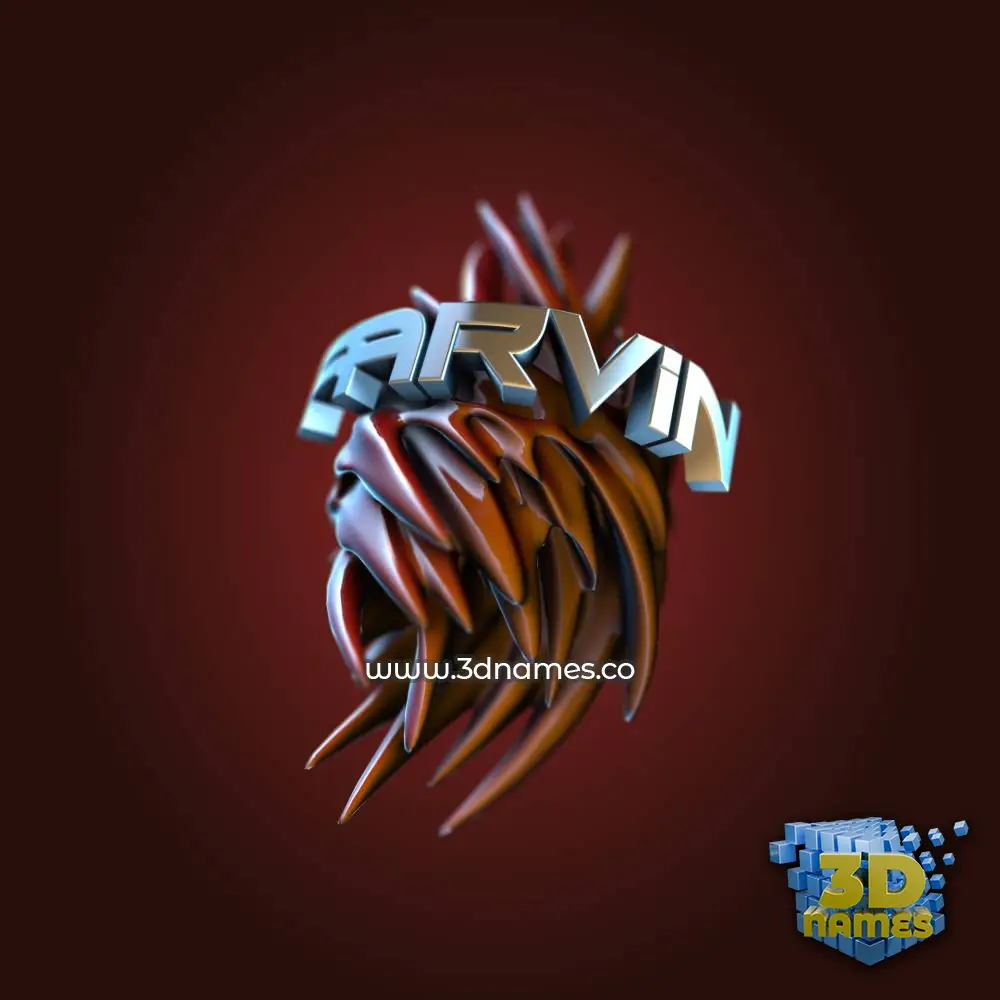 farvin in Red Twisted style - 3D name wallpaper