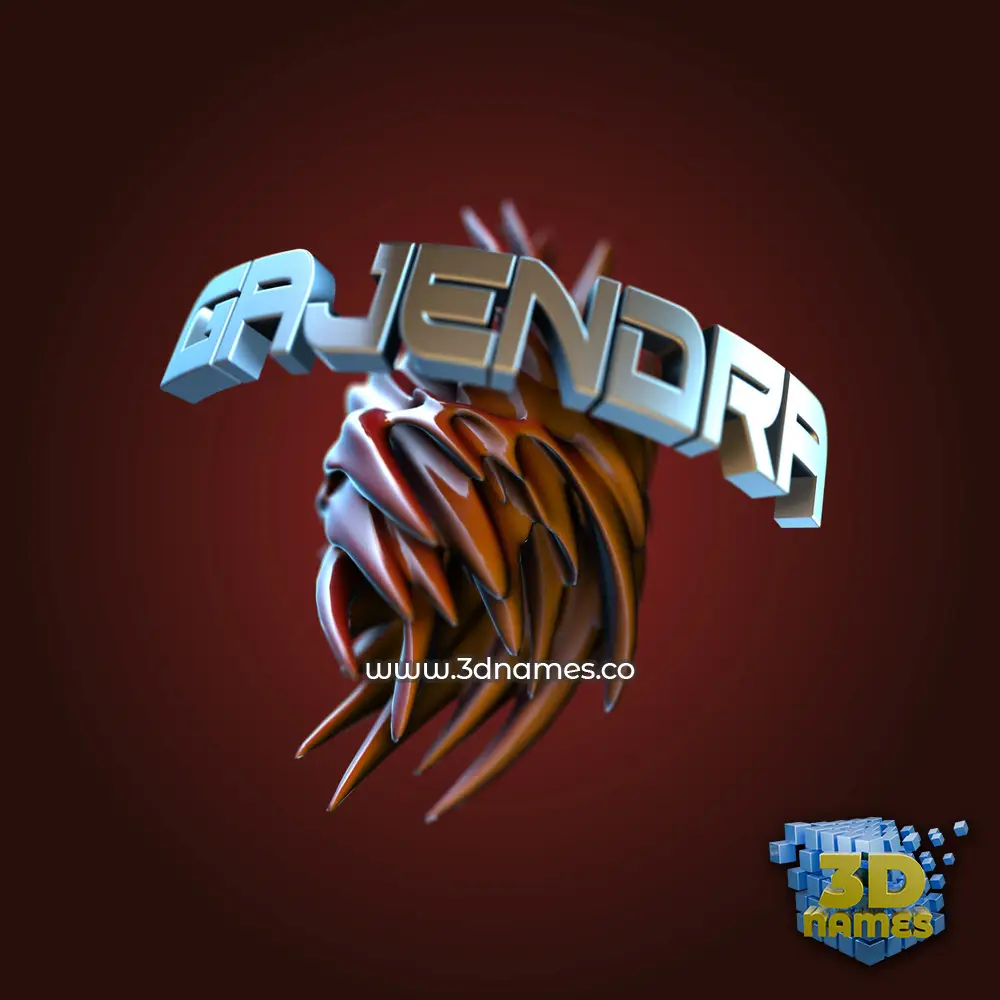 gajendra in Red Twisted style - 3D name wallpaper