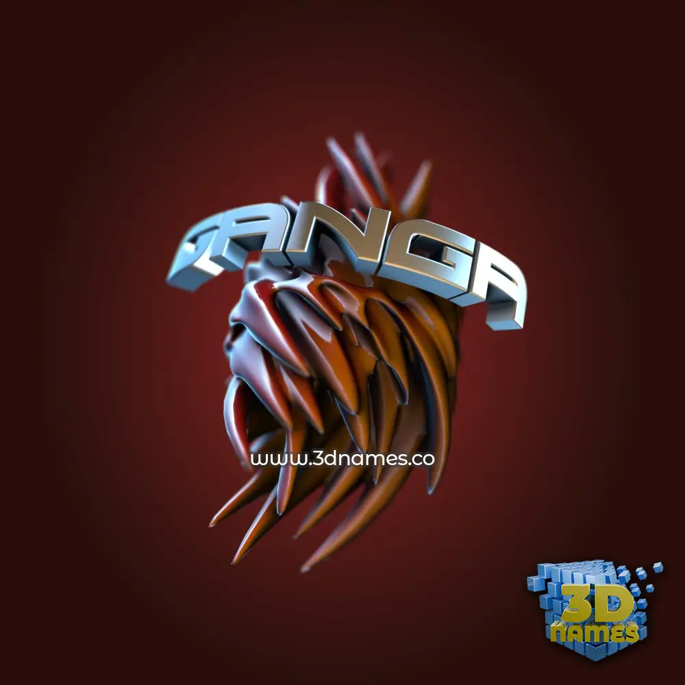 ganga in Red Twisted style - 3D name wallpaper