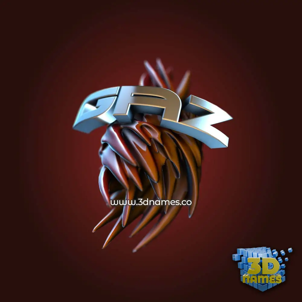 gaz in Red Twisted style - 3D name wallpaper