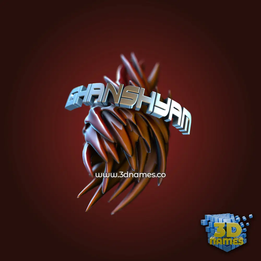 ghanshyam in Red Twisted style - 3D name wallpaper