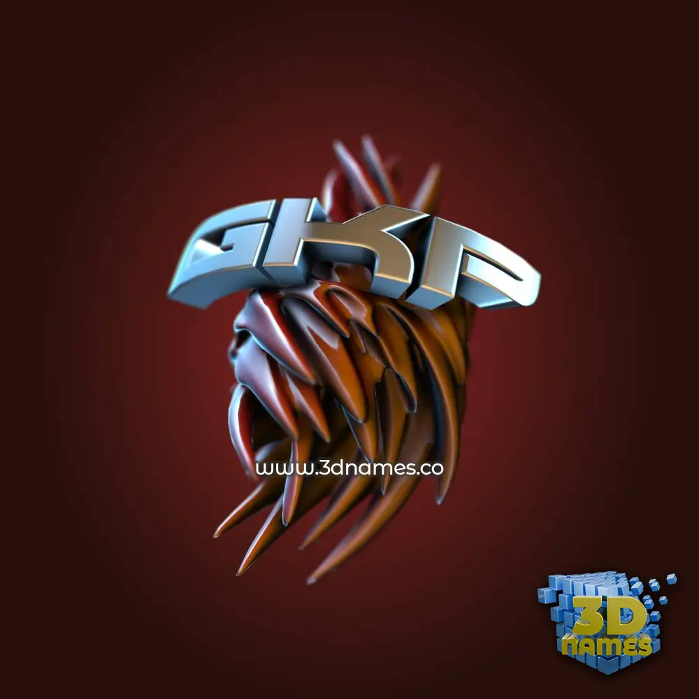 gkp in Red Twisted style - 3D name wallpaper