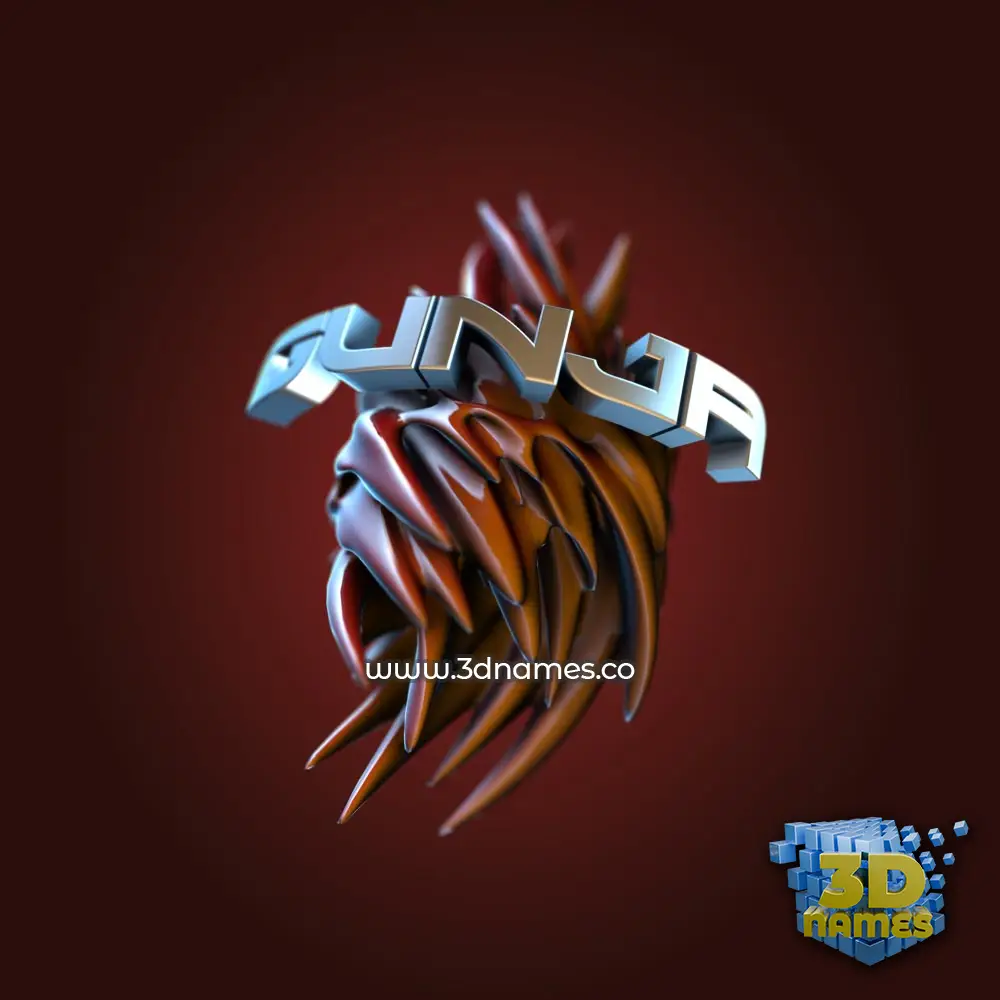 gunja in Red Twisted style - 3D name wallpaper