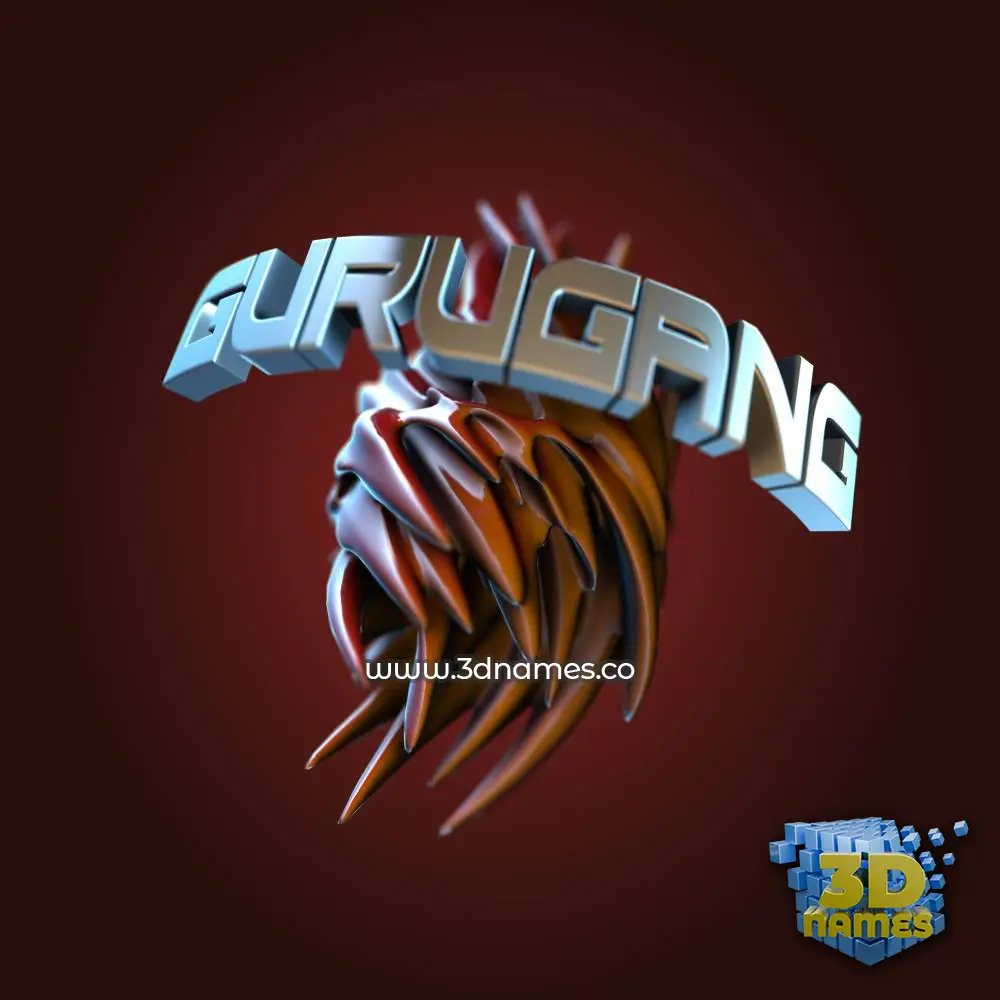 gurugang in Red Twisted style - 3D name wallpaper