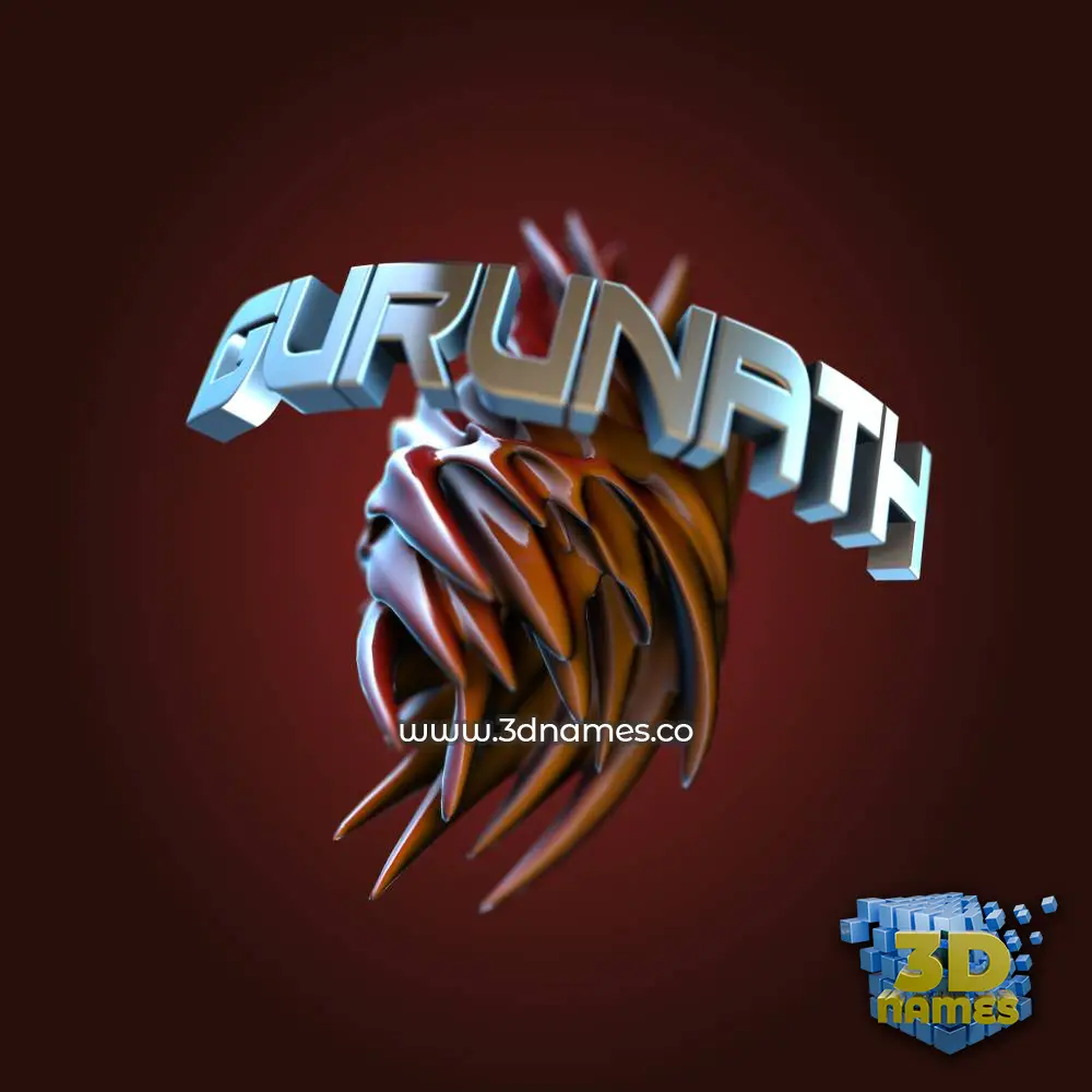 gurunath in Red Twisted style - 3D name wallpaper