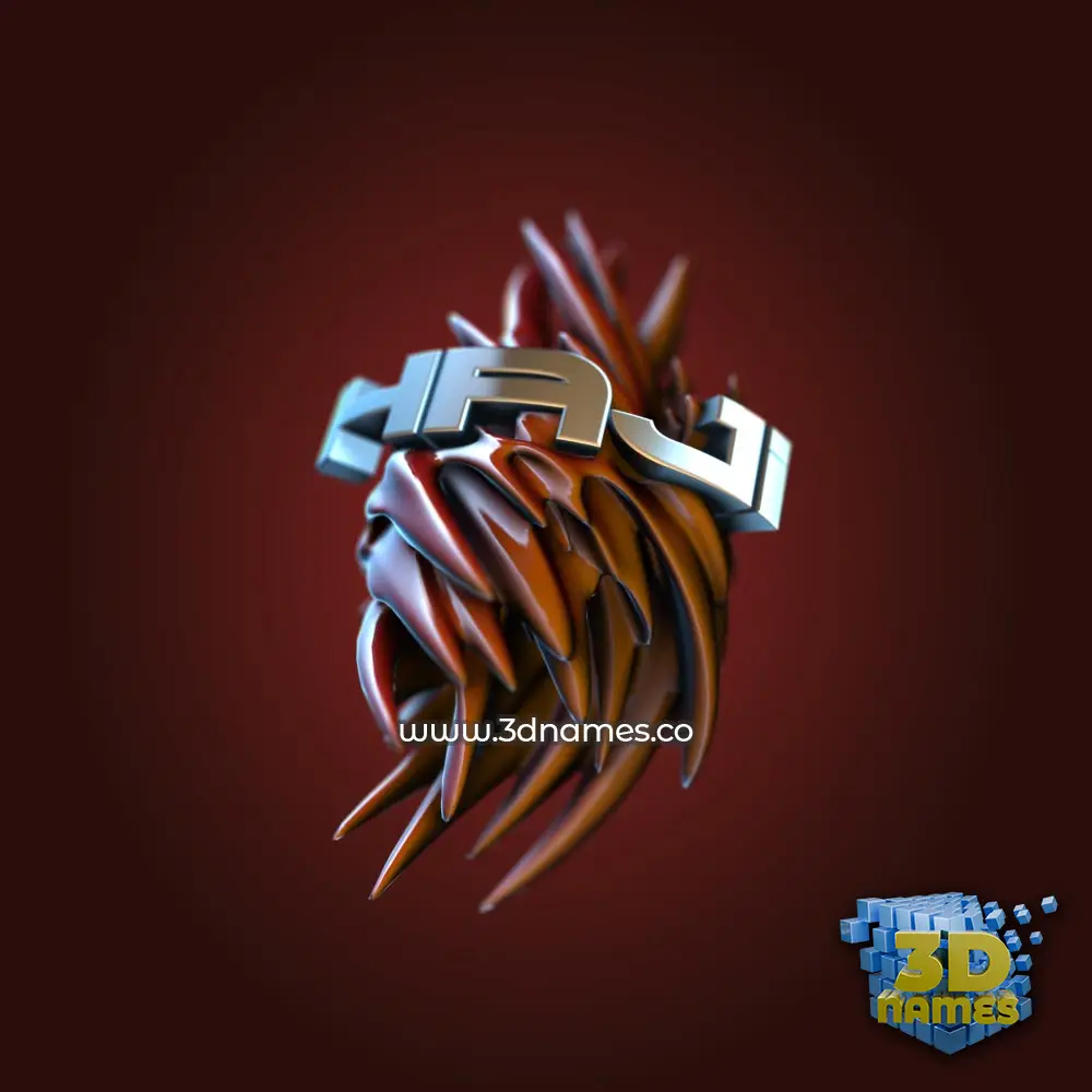 haji in Red Twisted style - 3D name wallpaper