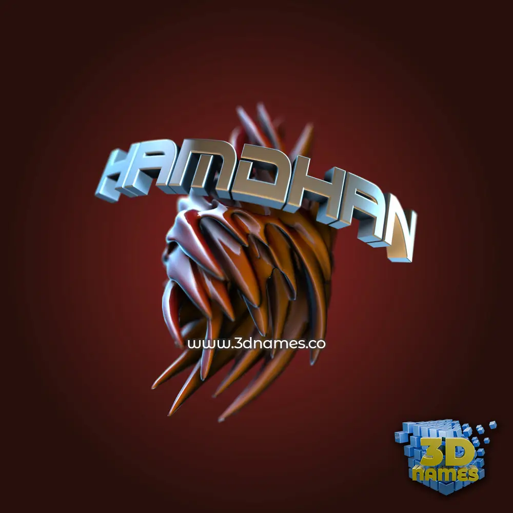 hamdhan in Red Twisted style - 3D name wallpaper
