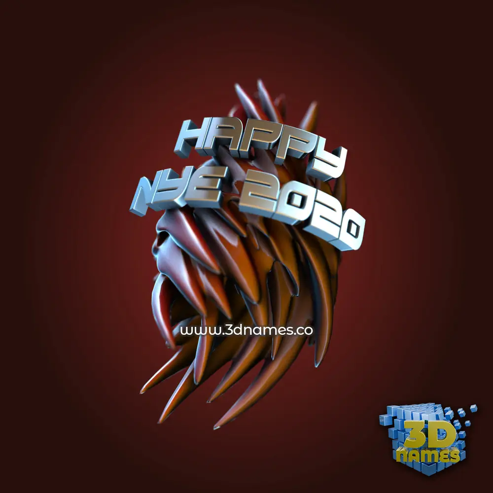 happy nye 2020 in Red Twisted style - 3D name wallpaper