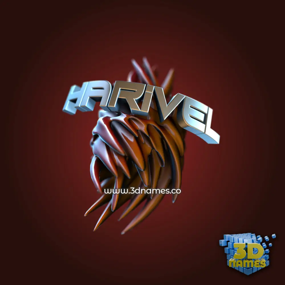 harivel in Red Twisted style - 3D name wallpaper