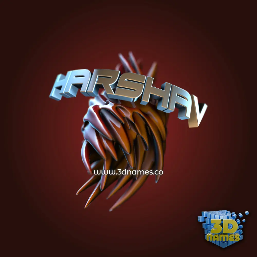 harshav in Red Twisted style - 3D name wallpaper
