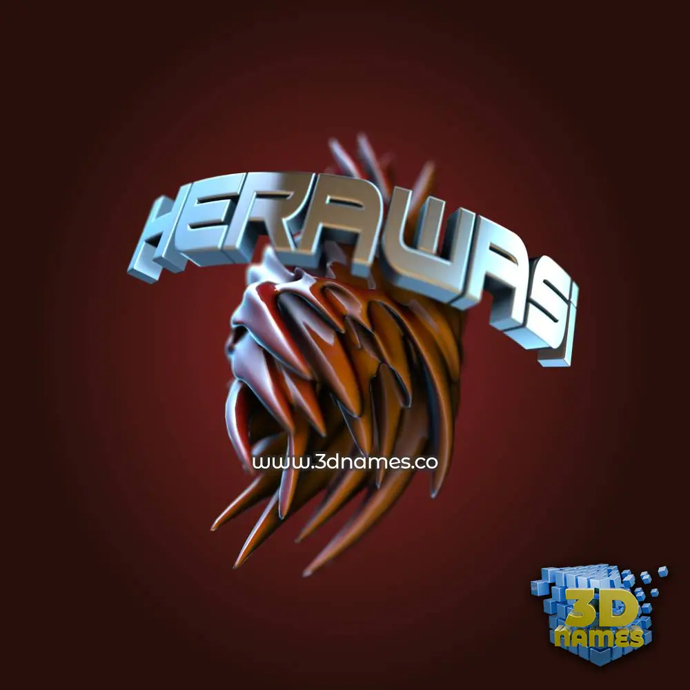 herawasi in Red Twisted style - 3D name wallpaper
