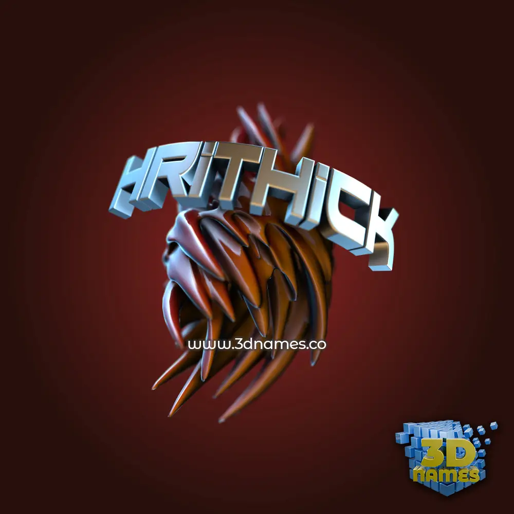 hrithick in Red Twisted style - 3D name wallpaper