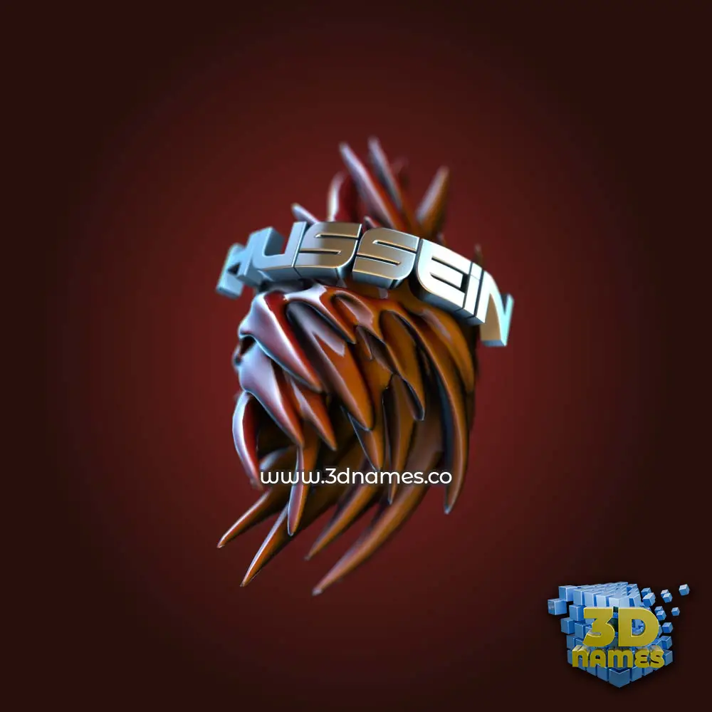 hussein in Red Twisted style - 3D name wallpaper