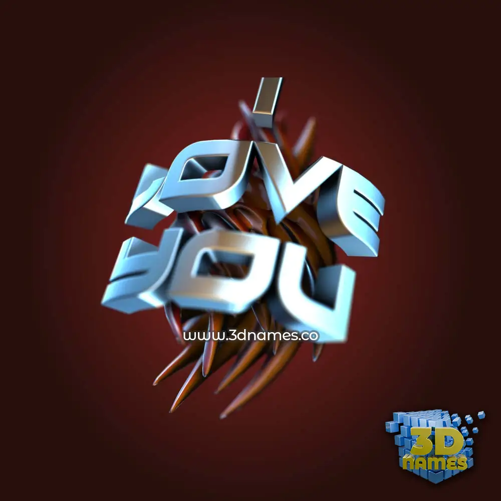 i love you in Red Twisted style - 3D name wallpaper
