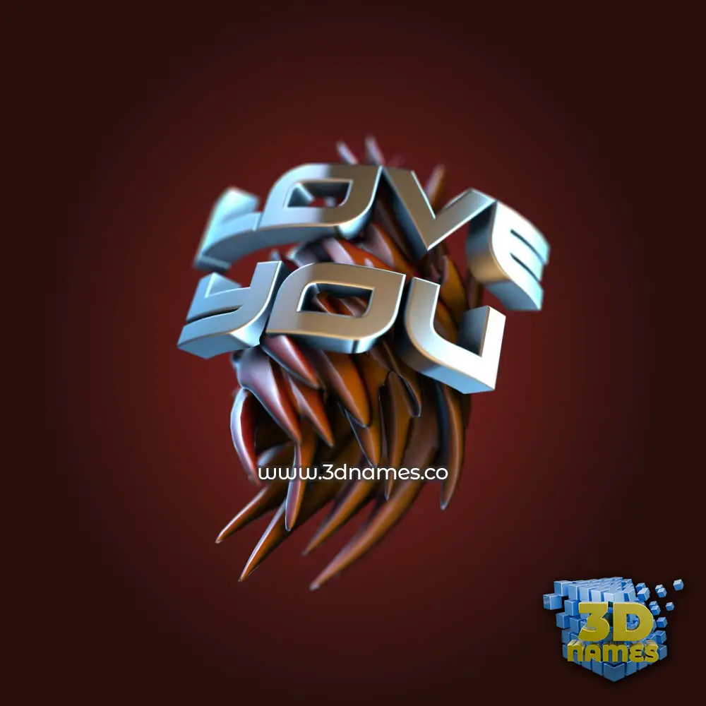 ilove you in Red Twisted style - 3D name wallpaper