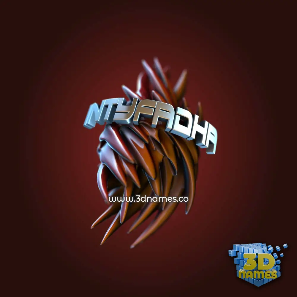 intyfadha in Red Twisted style - 3D name wallpaper