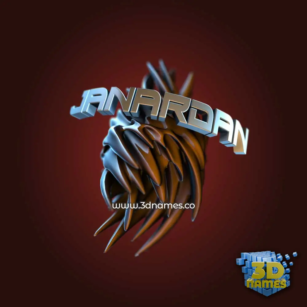 janardan in Red Twisted style - 3D name wallpaper