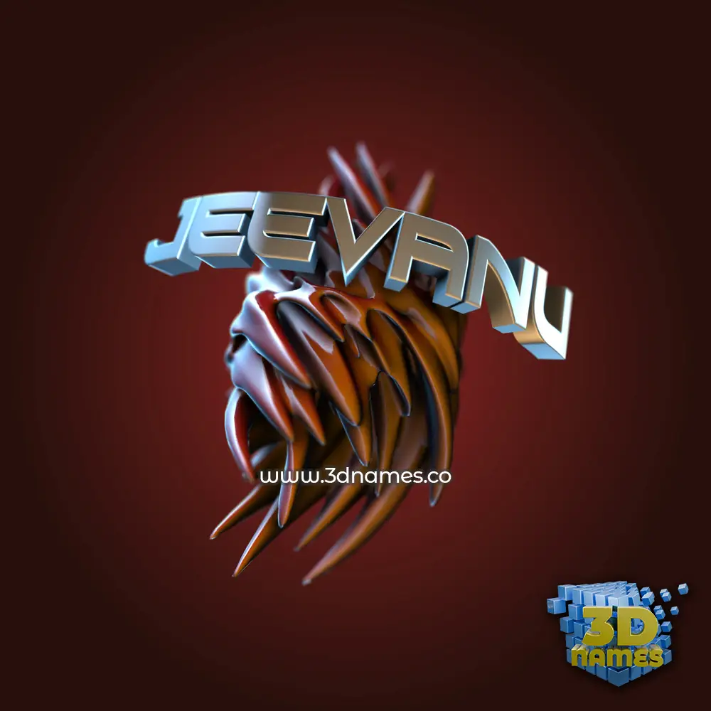 jeevanu in Red Twisted style - 3D name wallpaper