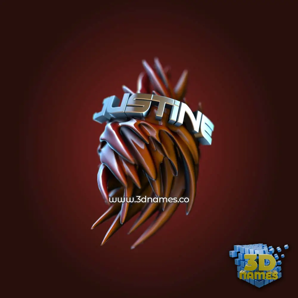 justine in Red Twisted style - 3D name wallpaper