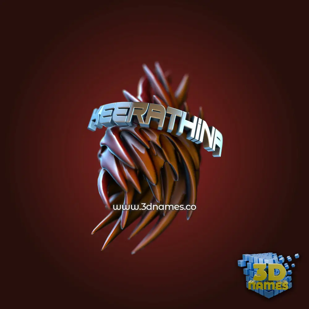 keerathina in Red Twisted style - 3D name wallpaper