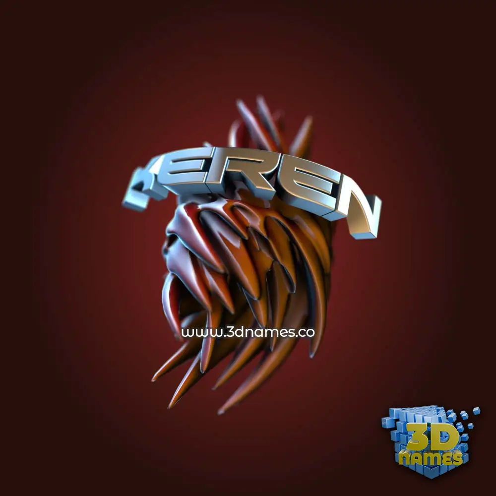 keren in Red Twisted style - 3D name wallpaper