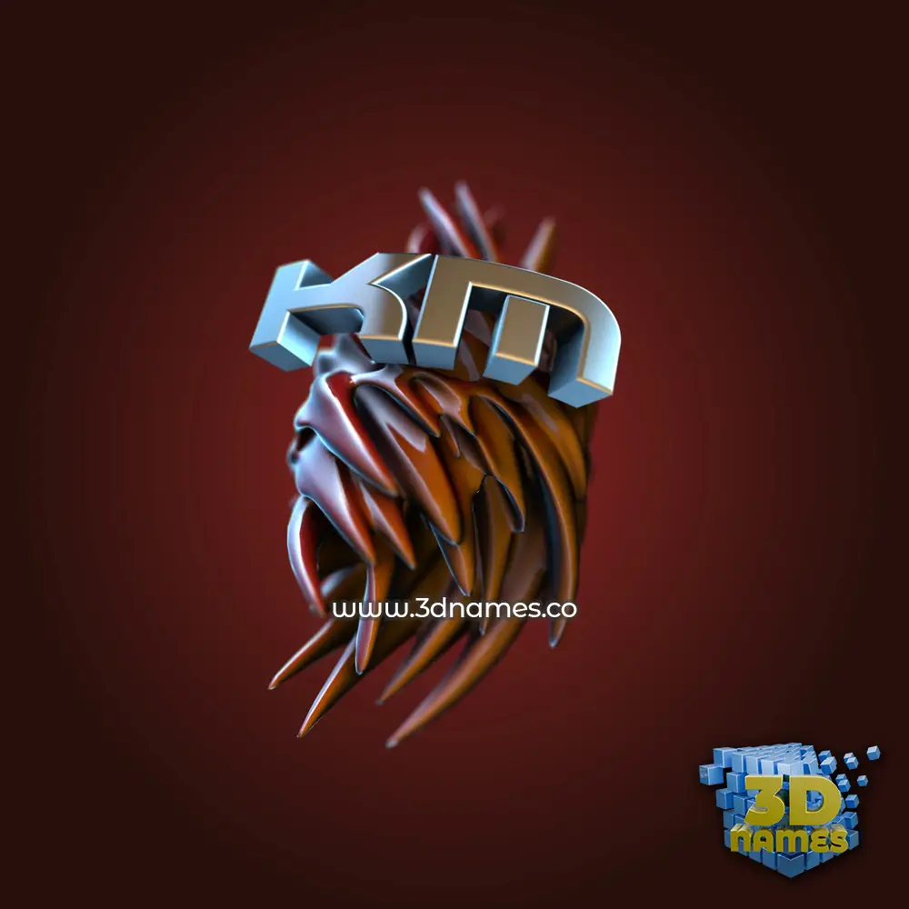 km in Red Twisted style - 3D name wallpaper