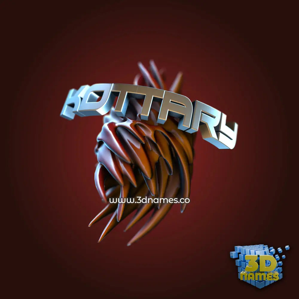 kottary in Red Twisted style - 3D name wallpaper