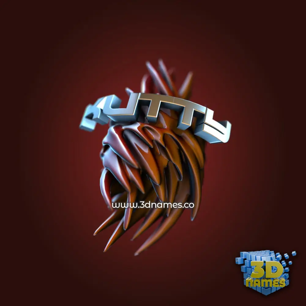 kutty in Red Twisted style - 3D name wallpaper