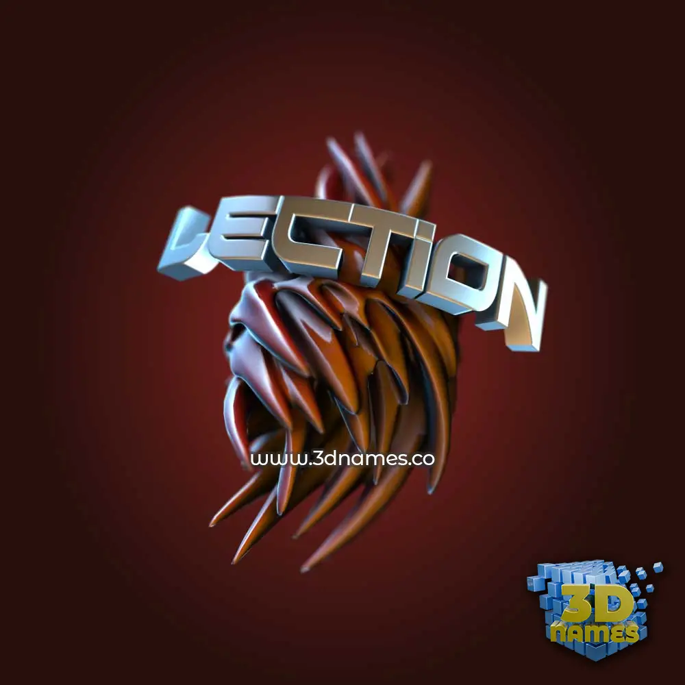 lection in Red Twisted style - 3D name wallpaper