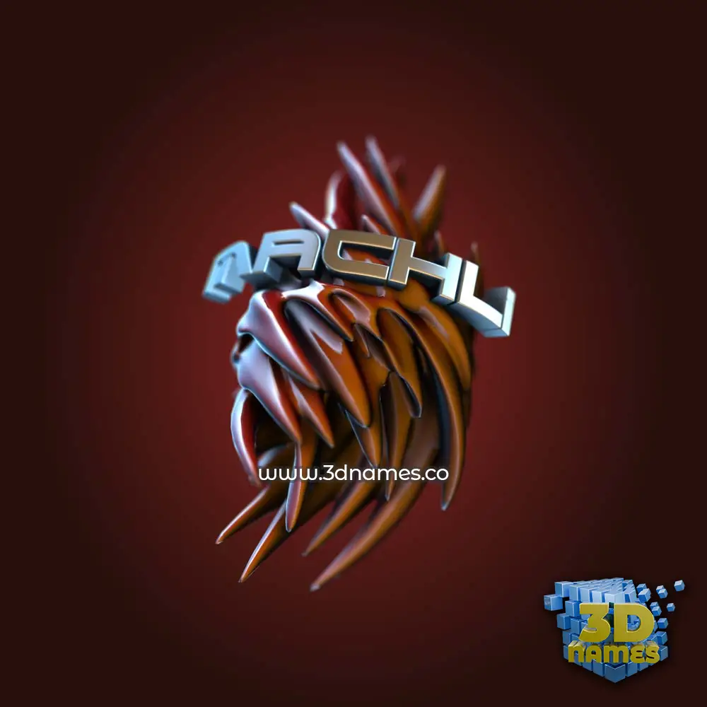 machli in Red Twisted style - 3D name wallpaper