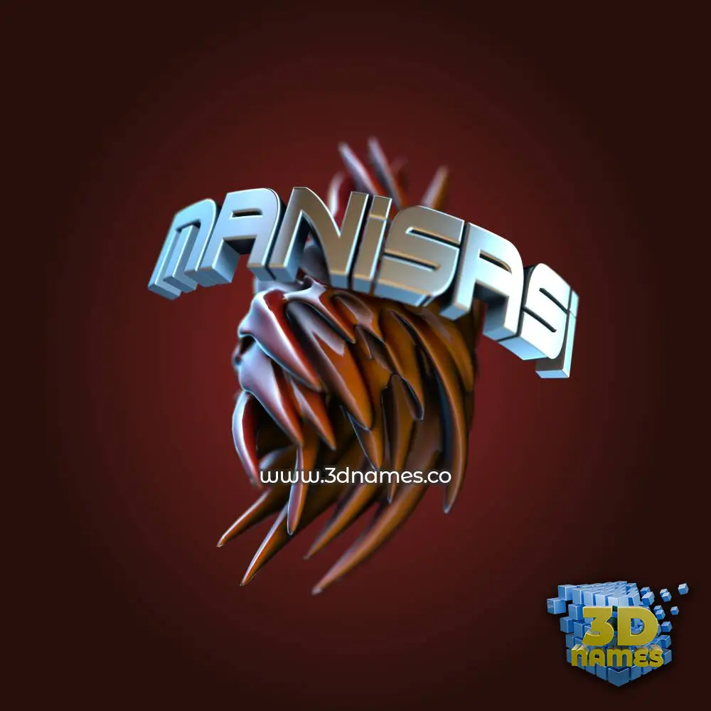 manisasi in Red Twisted style - 3D name wallpaper