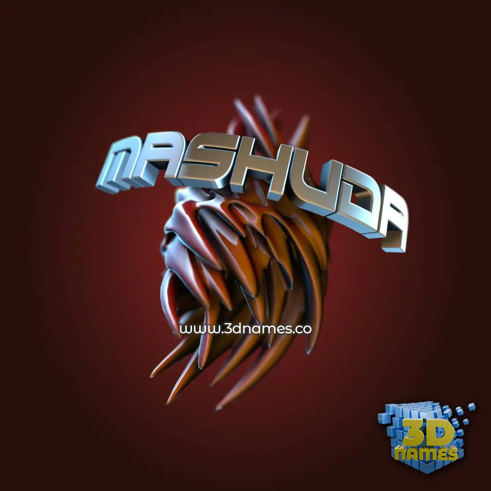 mashuda in Red Twisted style - 3D name wallpaper