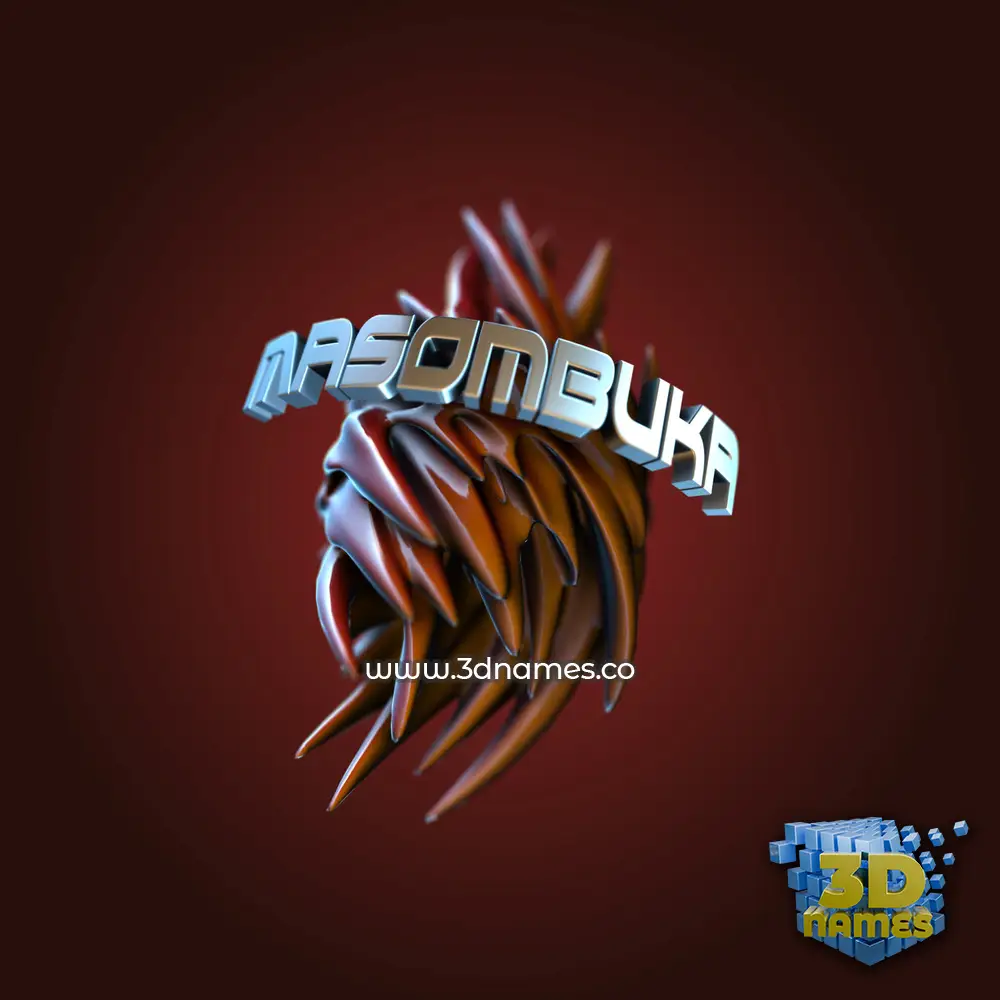 masombuka in Red Twisted style - 3D name wallpaper