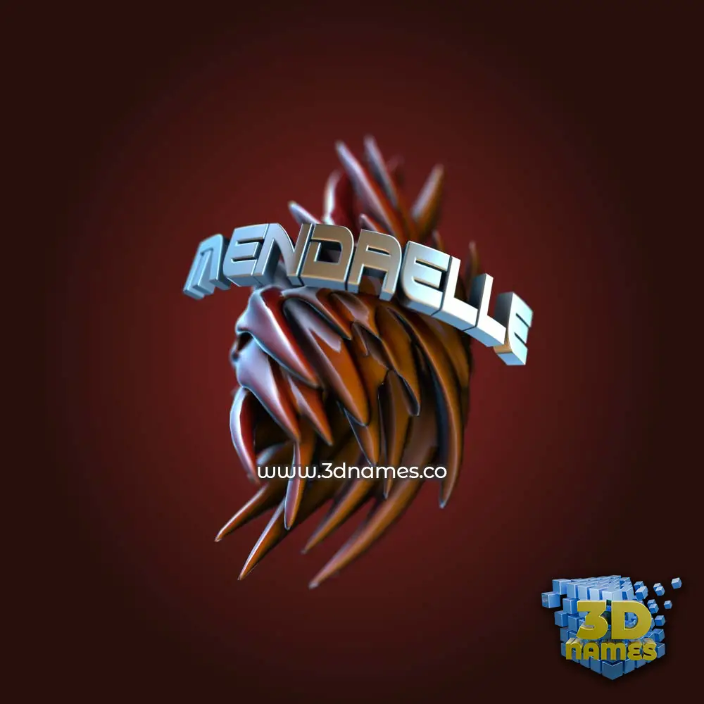 mendaelle in Red Twisted style - 3D name wallpaper