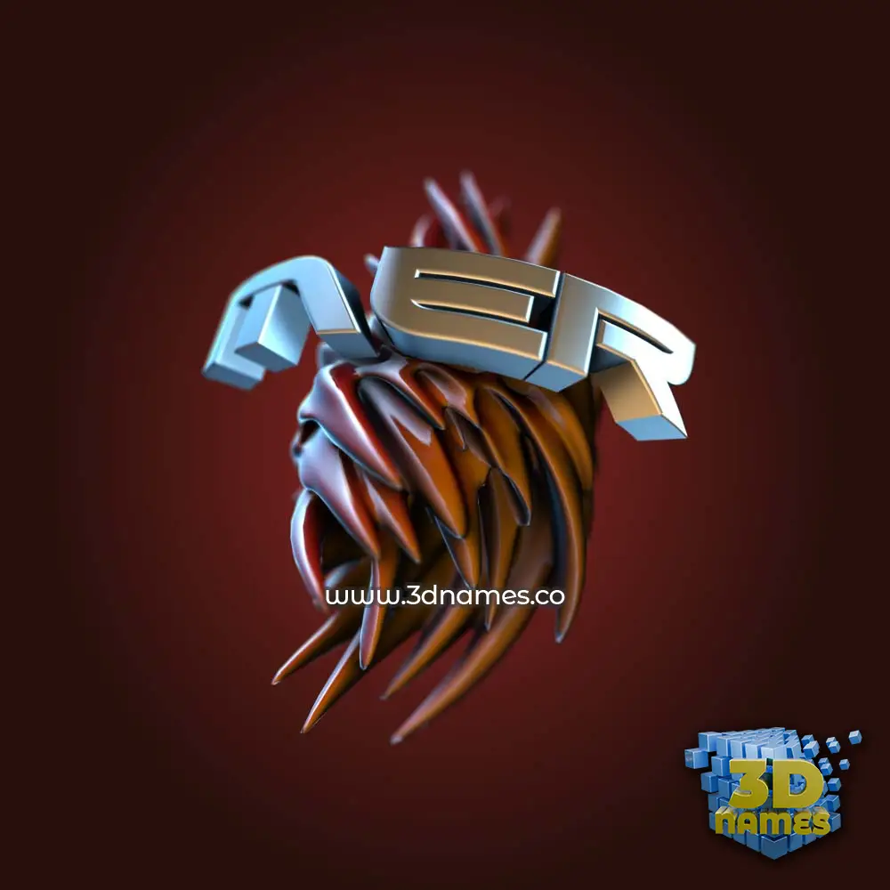 mer in Red Twisted style - 3D name wallpaper