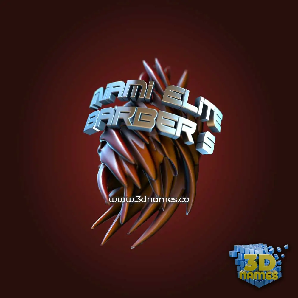miami elite barber s in Red Twisted style - 3D name wallpaper
