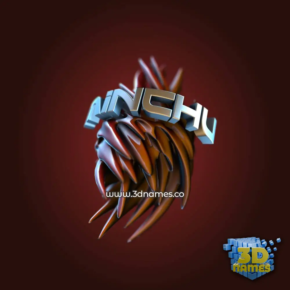 minchu in Red Twisted style - 3D name wallpaper