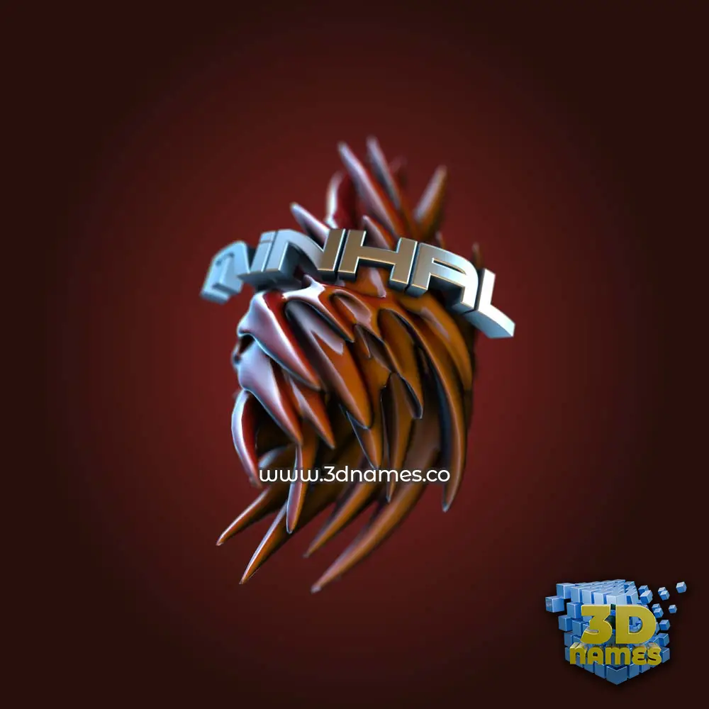 minhal in Red Twisted style - 3D name wallpaper